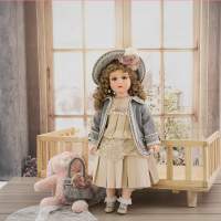26-Inch Antique Bisque Doll Porcelain Girl Doll with Gorgeous Dressing